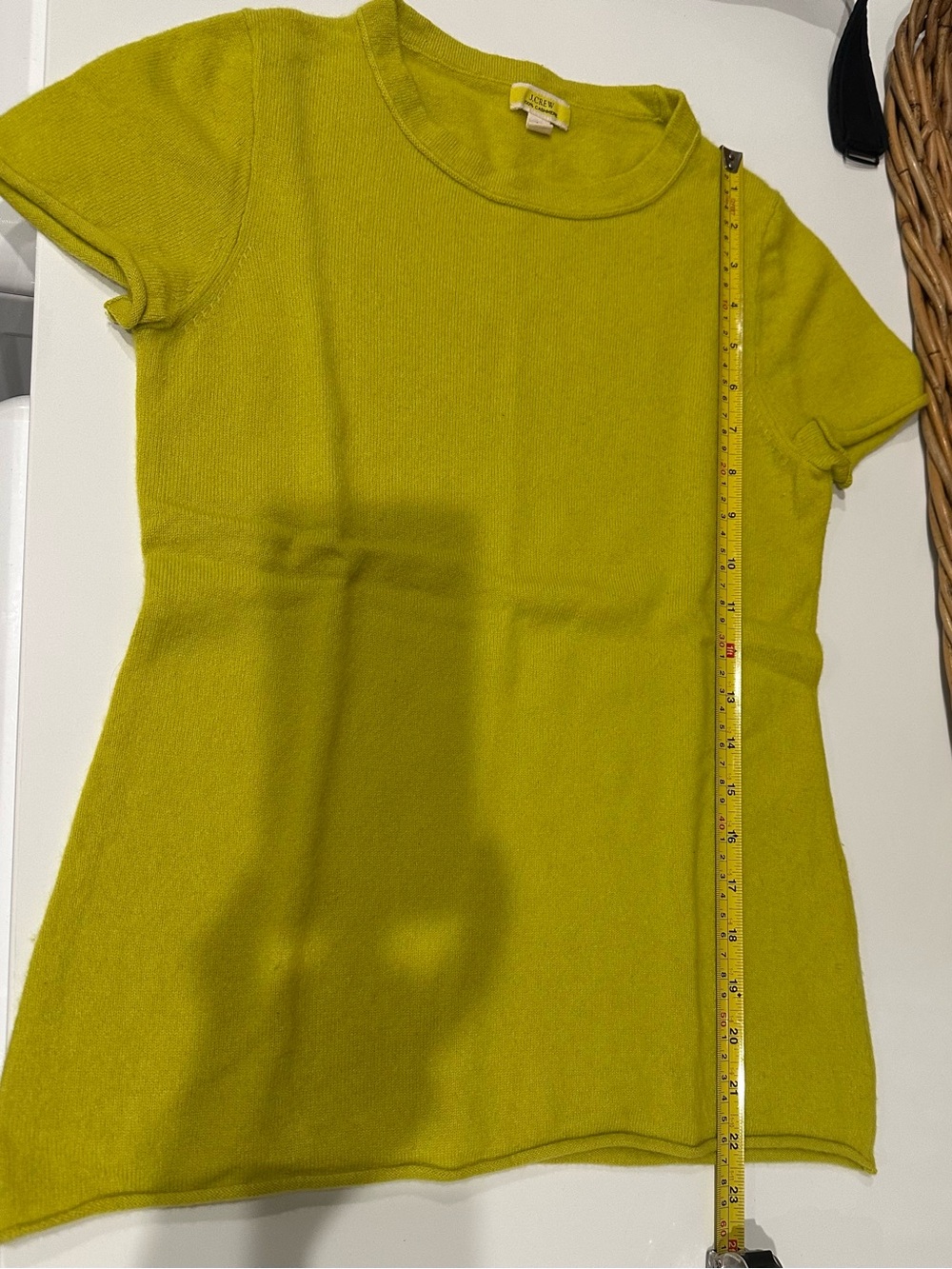 J. Crew 100% cashmere Short Sleeve Sweater Tee burnished citron - Picture 8 of 9